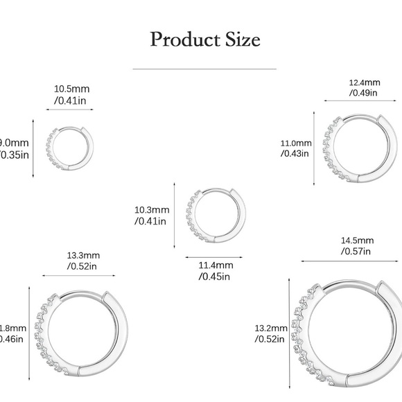 5 pair Elegant Silver and Crystal Hoop Earrings - Picture 2 of 4